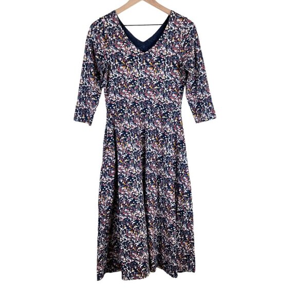 Pact Dresses & Skirts - Pact Navy Printed Organic Cotton Fit & Flare Midi Party Dress